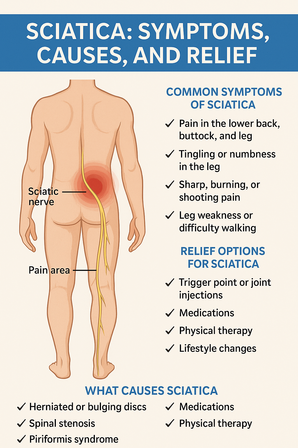 Sciatica: Symptoms, Causes, and Relief
